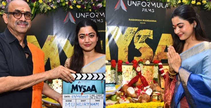 Rashmika Mandanna Kicks Off Filming for Mysaa in Kerala.